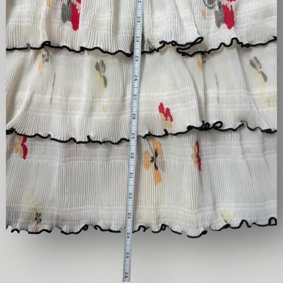 GANNI Lowell Pleated Floral-print Crepe Mini Dress sz 42 US10 - Picture 13 of 13